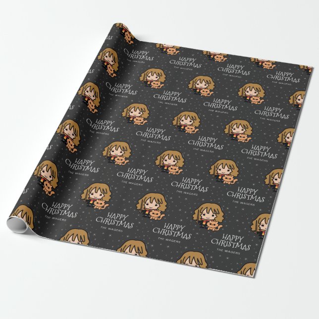 Papier Cadeau Hermione Granger personnalisé | Joyeux Noël (Déroulé)