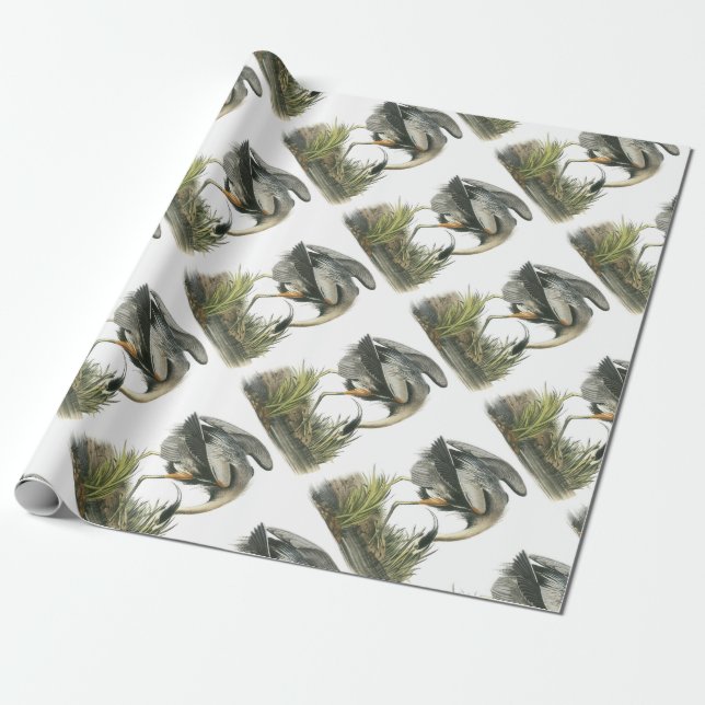 Papier Cadeau Héron de grand bleu par Audubon (Déroulé)