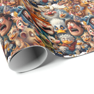 Papier Cadeau Héros de la caricature en script de répétition