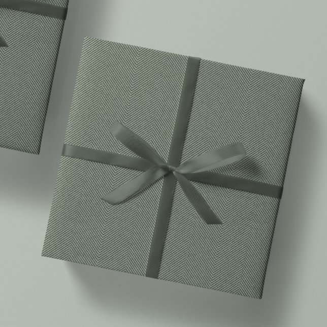 Papier Cadeau Herringbone tweed classique sage vert vacances (Créateur téléchargé)
