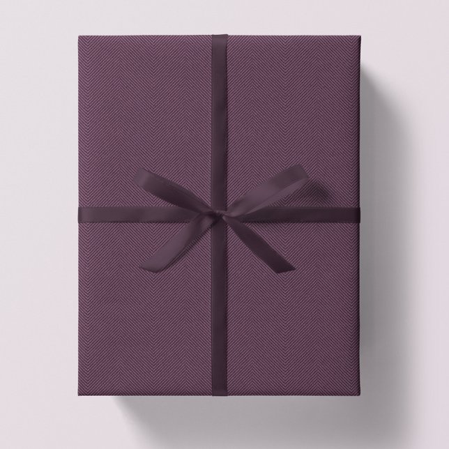 Papier Cadeau Herringbone tweeté prune violet Noël vacances (Créateur téléchargé)
