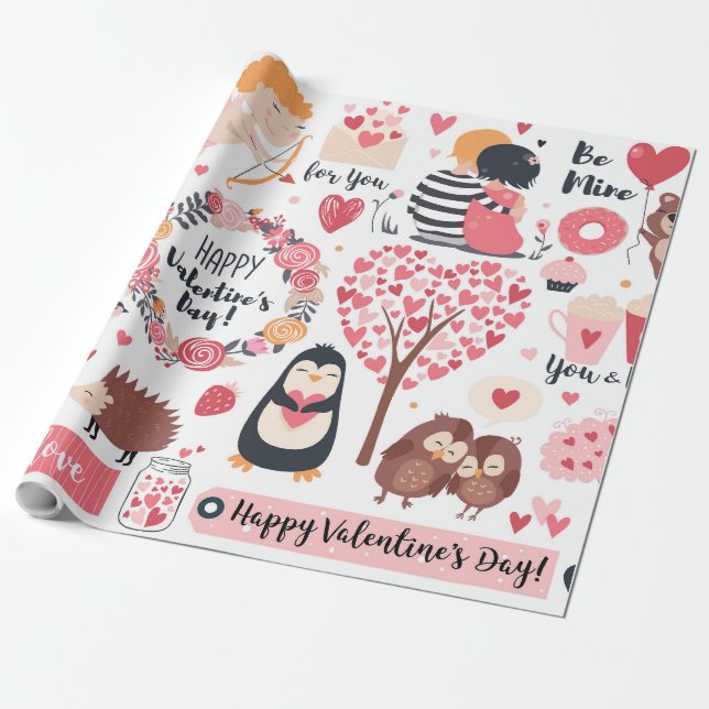 Papier Cadeau Heureuse Sainte-Valentin (Déroulé)