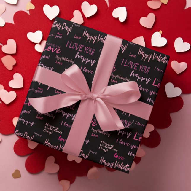 Papier Cadeau Heureuse Sainte-Valentin Love Script Cadeau (Créateur téléchargé)