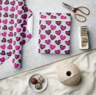 Papier Cadeau Heureuse Sainte-Valentin Romantique Coeurs rouges