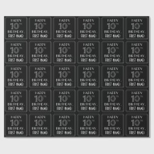 Papier Cadeau HEUREUX 10E ANNIVERSAIRE ; Style Art Déco avec/ No