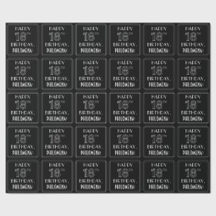 Papier Cadeau HEUREUX 18E ANNIVERSAIRE ; Style Art Déco avec/ No