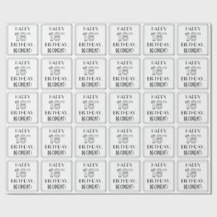 Papier Cadeau HEUREUX 18E ANNIVERSAIRE ; Style Art Déco ; Nom pe