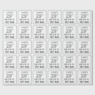 Papier Cadeau HEUREUX 29E ANNIVERSAIRE ; Style Art Déco ; Nom pe