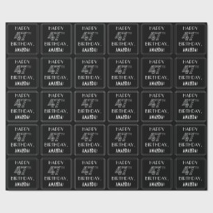 Papier Cadeau HEUREUX 47E ANNIVERSAIRE ; Style Art Déco avec/ No