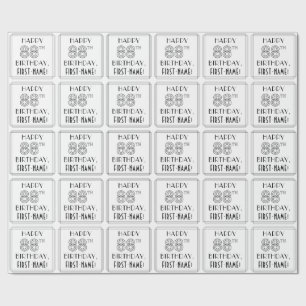 Papier Cadeau HEUREUX 88E ANNIVERSAIRE ; Style Art Déco ; Nom pe