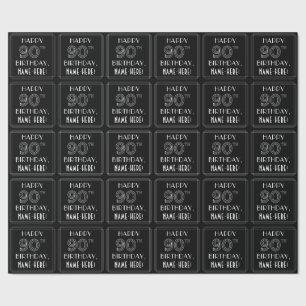 Papier Cadeau HEUREUX 90ÈME ANNIVERSAIRE ; Style Art Déco avec/ 