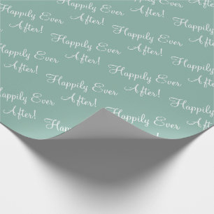 Papier Cadeau Heureux Jamais après le Mariage vert de script