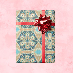 Papier Cadeau Hex Mandala bleu et orange