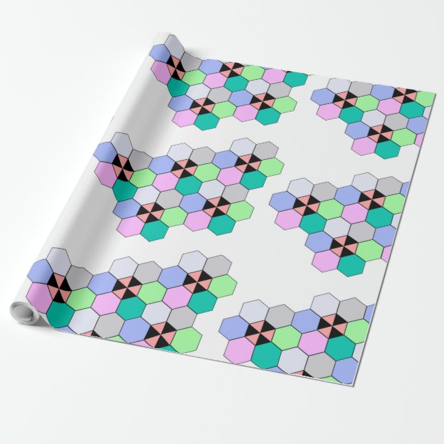 PAPIER CADEAU HEXAGON COLORÉ (Déroulé)