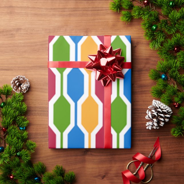 Papier Cadeau Hexagones rétro (Cadeau de vacances)