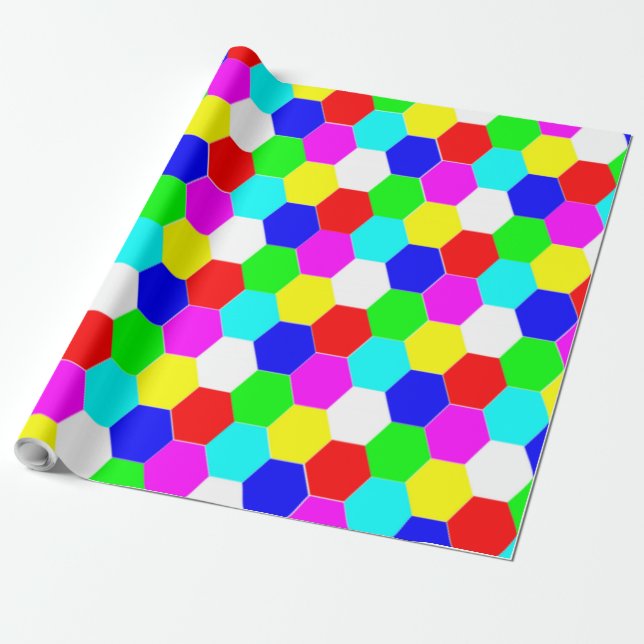 PAPIER CADEAU HEXAGONS COLORÉS (Déroulé)
