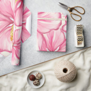 Papier Cadeau Hibiscus & dentelle PINK