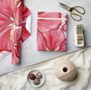 Papier Cadeau Hibiscus & dentelle RED