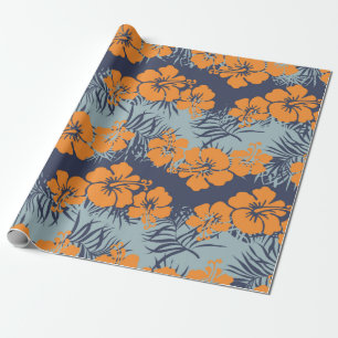 Papier Cadeau Hibiscus fleurs sans couture motif, Vintage fleuri