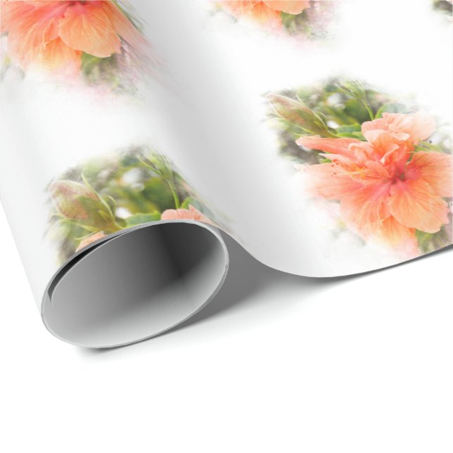 Papier Cadeau hibiscus orange dans un masque souple (Coin rond)
