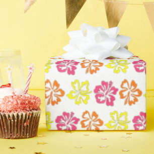 Papier Cadeau Hibiscus Tropical Hawaïen Fleurs Florales Imprimer