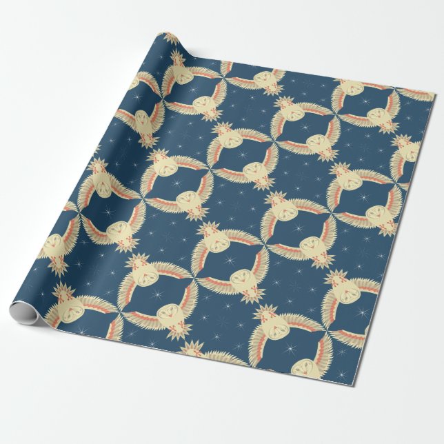 Papier Cadeau Hibou de grange de vol (Déroulé)