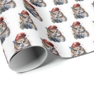 Papier Cadeau Hibou d'hiver enchanté