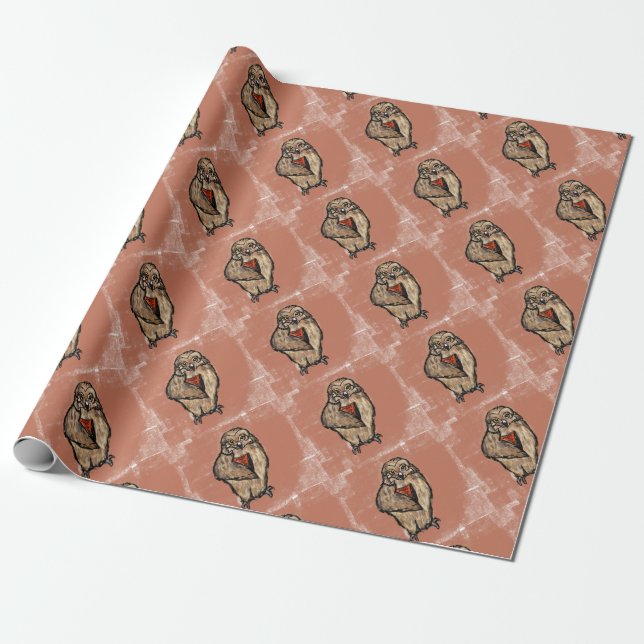 Papier Cadeau Hibou sage (Déroulé)