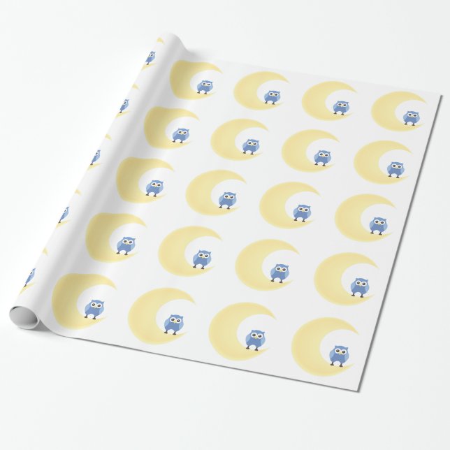 Papier Cadeau Hibou sur la lune (Déroulé)