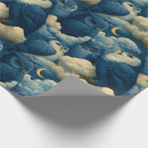 Hiboux bleus et nuages de nuit étoilée pour la fêt