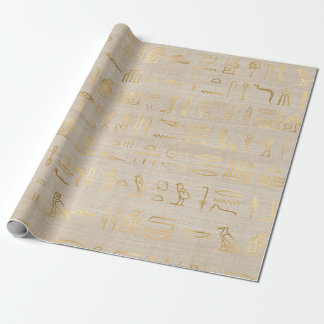 Papier Cadeau Hiéroglyphes égyptiens d'or sur la texture papyrus