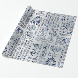Papier Cadeau Hiéroglyphes et ormeau égyptiens de divinités s