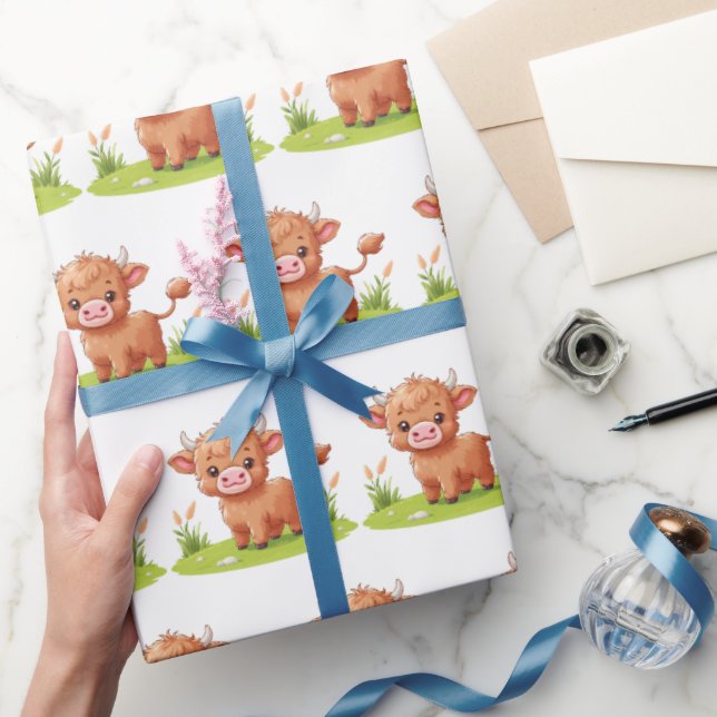 Papier Cadeau Highland Cow fête d'anniversaire (Cadeaux)