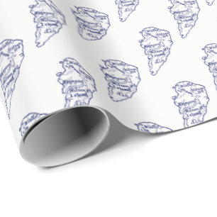 Papier Cadeau Hilton Head Island SC Carte Vintage Marine Blue