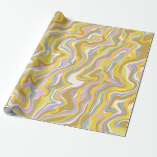 Papier Cadeau Hippie les années 70 Marbre Vert Liquide Swirl Boh