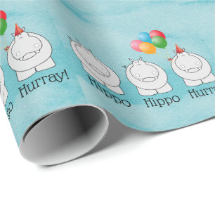 Papier Cadeau Hippo Hippo Hurray Anniversaire