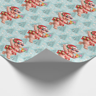 Papier Cadeau Hippopotame de Noël à la plage
