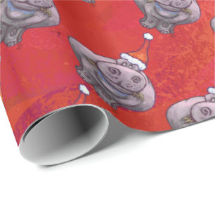 Papier Cadeau Hippopotame mignon dans le motif de casquette de