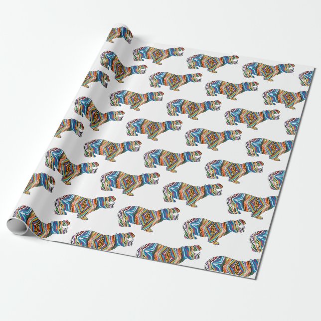 Papier Cadeau Hippopotome Psychédélique (Déroulé)