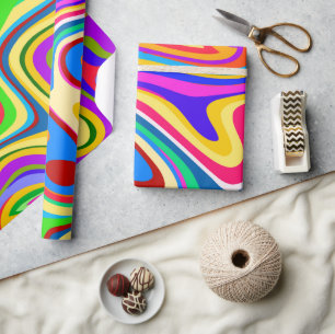 Papier Cadeau Hipster Super Retro Rainbow Surface Motif 