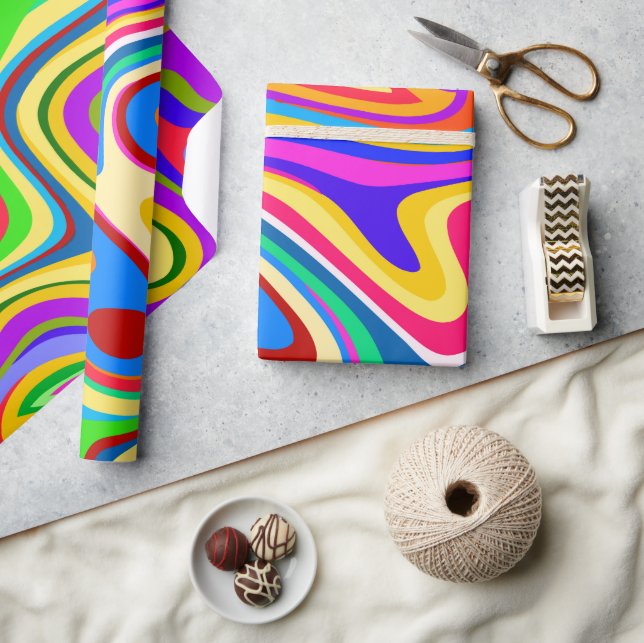 Papier Cadeau Hipster Super Retro Rainbow Surface Motif  (Artisanat)