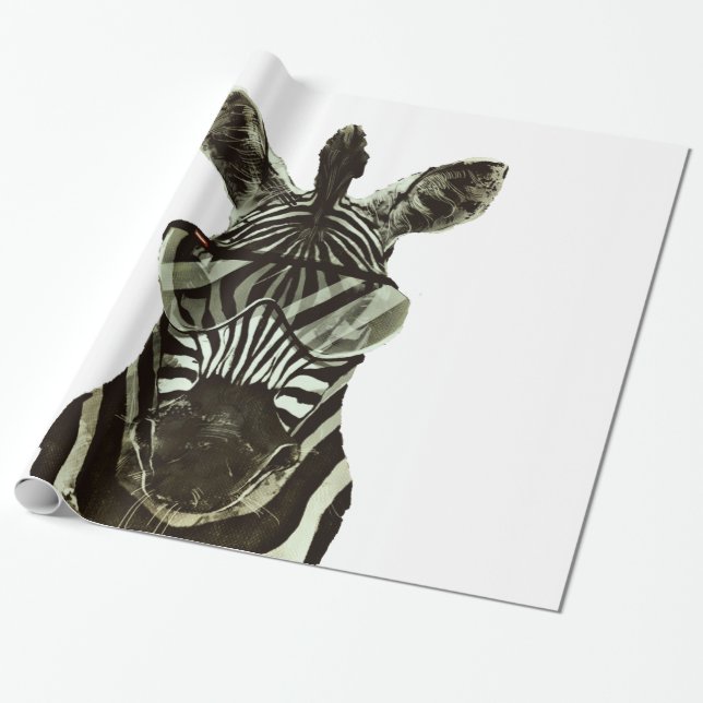 Papier Cadeau Hipster Zebra (Déroulé)