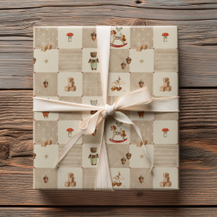 Papier Cadeau Histoire de jouets anciens broderie au point de cr
