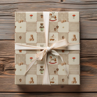 Papier Cadeau Histoire de jouets anciens broderie au point de cr