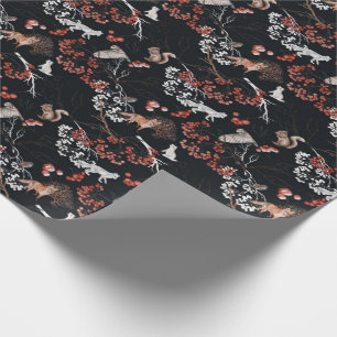 Papier Cadeau Hiver Bois Animaux Fêtes Noël