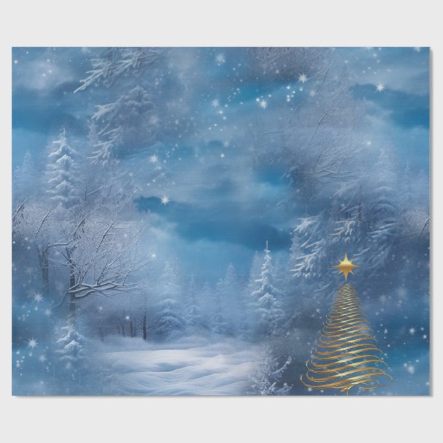 Papier Cadeau HIVER dans un monde de conte de fées (Plat)