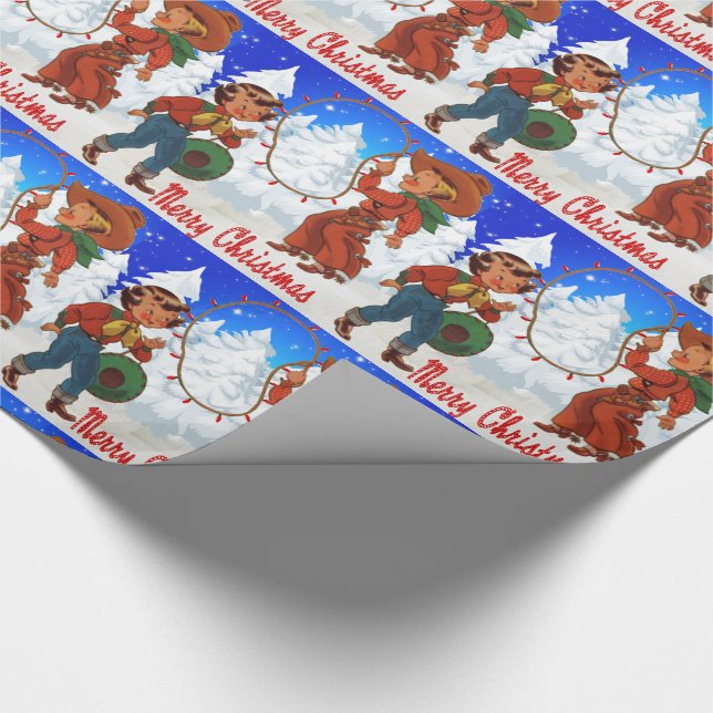 Papier Cadeau Hiver joyeux Christma d'enfants de cowboy et de (Coin)