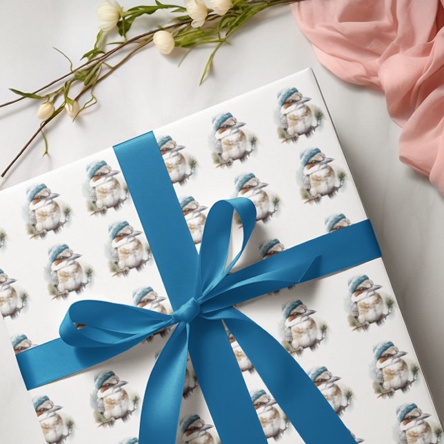 Papier Cadeau Hiver Kookaburra voeux, personnalisé (Créateur téléchargé)