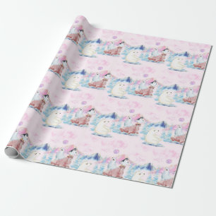 Papier Cadeau Hiver Merveilleux terrain Ours polaires et pingoui