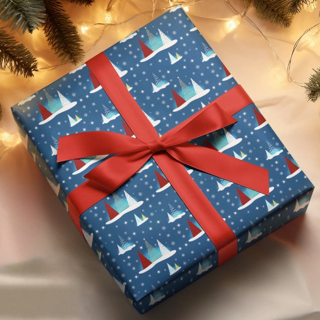 Papier Cadeau Hiver moderne Joyeux Motif des arbres de vacances (Créateur téléchargé)